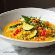 Curry Vegano Calabacines Lentejas Rojas en 35 Min