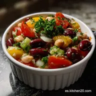 Three Bean Salad: Receta Vegana F&aacute;cil y R&aacute;pida