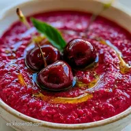Gazpacho De Cerezas con Queso y Anchoas