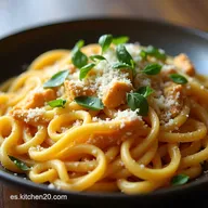 Pasta con Pollo al Ajillo Cremosa Cena R&aacute;pida y Saludable