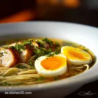 Ramen de Pollo Japon&eacute;s Receta del Caldo Chintan claro y Ajitama