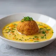 Sopa De Alb&oacute;ndigas De Queso: Caldo Vibrante