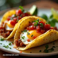 Receta Tacos de Desayuno Picantes con Chorizo y Salsa Macha