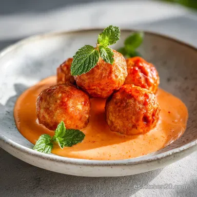 Alb&oacute;ndigas en salsa F&aacute;ciles y Caseras Tarjeta de receta