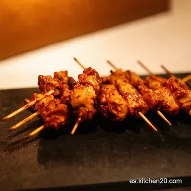 Brochetas Pollo Satay Tailand&eacute;s Directo a Bangkok Tarjeta de receta