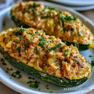 Calabacines Rellenos At&uacute;n para 4 Personas Tarjeta de receta