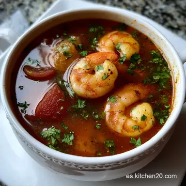 Caldo de Camar&oacute;n Rojo Tradicional con Fondo de Saz&oacute;n Tarjeta de receta