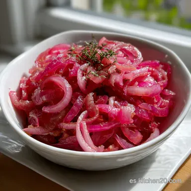 Pickled Red Onions: Crujido y Acidez en 15 Minutos Tarjeta de receta