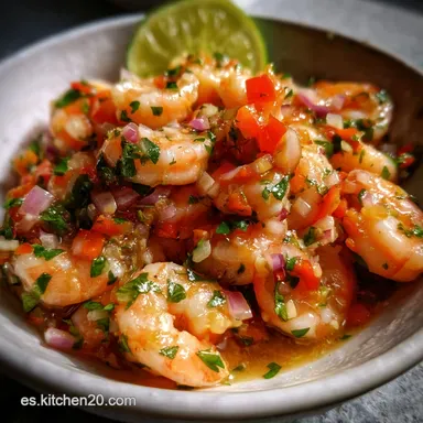Ceviche de Camar&oacute;n Receta Aut&eacute;ntica: Frescura Coste&ntilde;a Garantizada Tarjeta de receta