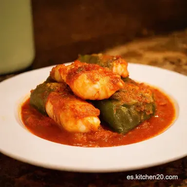 Chiles Rellenos de Camar&oacute;n Veracruzana El Mar en tu Mesa Tarjeta de receta