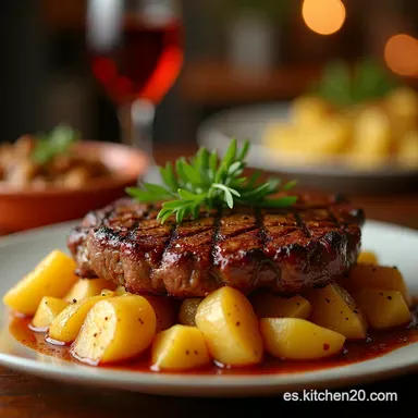 Receta de Churrasco con Papas Jugoso a la Sart&eacute;n Comida Casera Tarjeta de receta