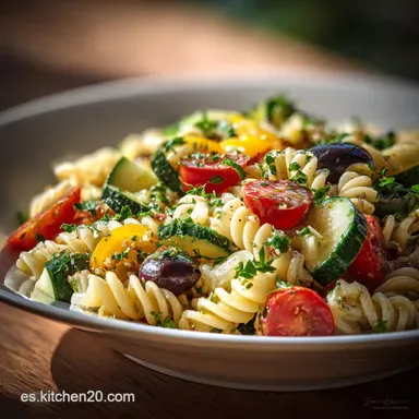 Ensalada de pasta F&aacute;cil en 18 Minutos, Mediterr&aacute;nea y Refrescante Tarjeta de receta
