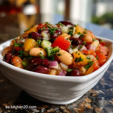 Three Bean Salad: Receta Vegana F&aacute;cil y R&aacute;pida Tarjeta de receta
