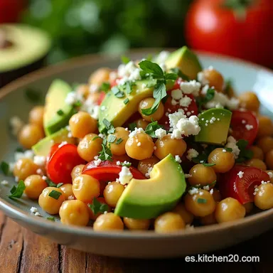 Ensalada de Garbanzos Feta y Aguacate Mi Secreto Mediterr&aacute;neo Tarjeta de receta