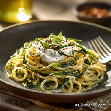 Espagueti con Salsa Cremosa de Poblano: El Sabor Ahumado M&aacute;s Cremoso Tarjeta de receta
