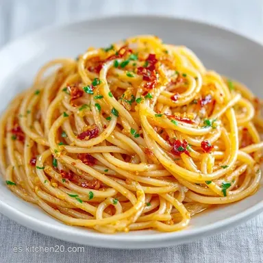 Espaguetis Al Ajillo en 20 Minutos Tarjeta de receta