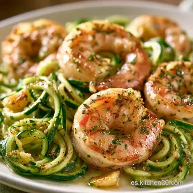 Espaguetis de Calabac&iacute;n con Gambas: 15 Min Tarjeta de receta