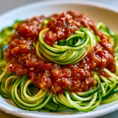 Espaguetis De Calabac&iacute;n Con Tomate Tarjeta de receta