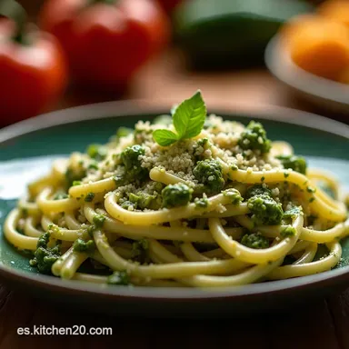 Receta de Espaguetis Verdes Mexicanos Cremosos con Poblano Tarjeta de receta