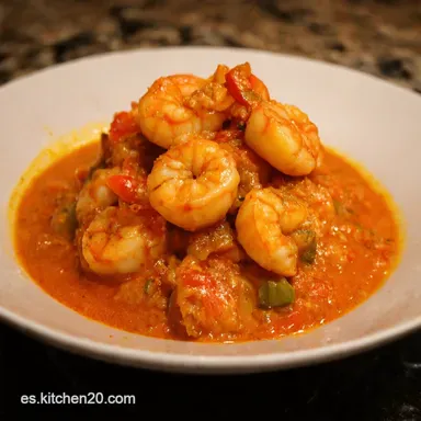 &Eacute;xtasis Picante de Camarones Mi Spicy Shrimp Etouffee Tarjeta de receta