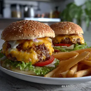 Double Cheeseburgers and French Fries: La Receta Gourmet Casera Tarjeta de receta