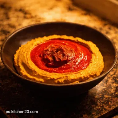 Hummus de Pimiento Rojo Asado Receta F&aacute;cil y Cremosa Tarjeta de receta