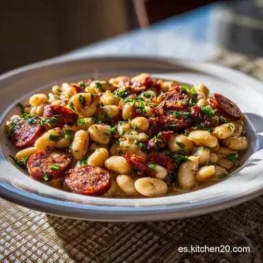 Receta de Jud&iacute;as con Chorizo para 6 Raciones Tarjeta de receta