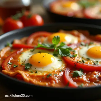 Menemen Aut&eacute;ntico Huevos Revueltos Turcos con Pimientos Tarjeta de receta
