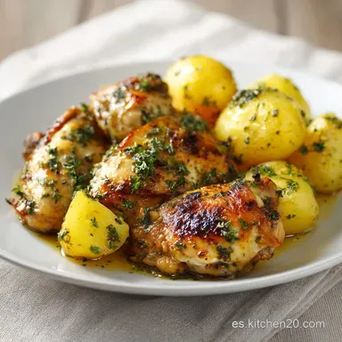 Muslos de Pollo al Horno con Patatas: Piel Crujiente Tarjeta de receta