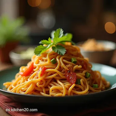 Pad Kee Mao Aut&eacute;ntico Receta F&aacute;cil de Fideos Borrachos Tailandeses Tarjeta de receta