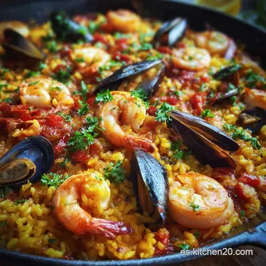 Paella de Marisco Valenciana: Receta Aut&eacute;ntica y F&aacute;cil Tarjeta de receta