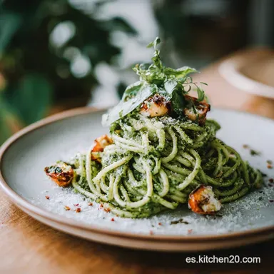 Pasta al Pesto di Basilico en 25 Minutos: Textura Aterciopelada Tarjeta de receta