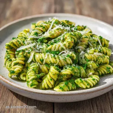 Pasta Con Pesto Vegetal Cremosa Tarjeta de receta