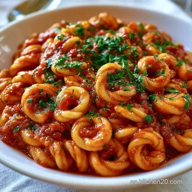 Pasta Con Tomate Casera Para 4 Personas Tarjeta de receta