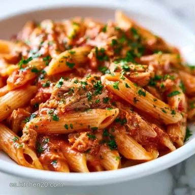Pasta Con Tomate Y At&uacute;n Para 4 Personas Tarjeta de receta