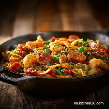 Pastalaya: Receta de Pasta Jambalaya estilo caj&uacute;n, sabor garantizado! Tarjeta de receta