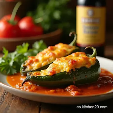 Poblanos Rellenos Cremosos Un Bocado de Cielo Mexicano Tarjeta de receta