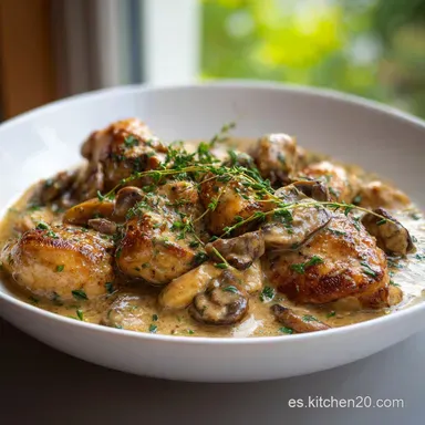 Receta de Pollo en Salsa con Champi&ntilde;ones por 2 Tarjeta de receta