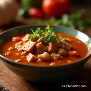 Receta de Pozole Rojo de Cerdo Tradicional con Salsa de Chiles Tarjeta de receta