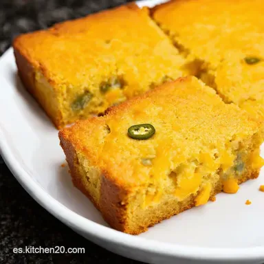 Delicioso Jalape&ntilde;o Cornbread Recipe con Queso Cheddar Tarjeta de receta
