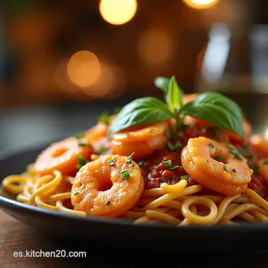 Rasta Pasta con Camarones El Caribe en tu Mesa Tarjeta de receta