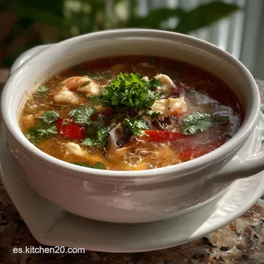 Hot and Sour Soup Recipe: Aut&eacute;ntica y Lista en 20 Minutos Tarjeta de receta