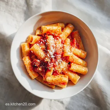 Rigatoni a la Amatriciana para 4 Servings: T&eacute;cnica Romana Aut&eacute;ntica Tarjeta de receta