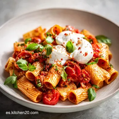 Receta de Rigatoni Picante con Burrata para 4 Tarjeta de receta