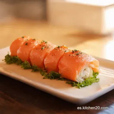 Rollo de Salm&oacute;n F&aacute;cil De Fiesta Aperitivo Top Tarjeta de receta