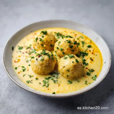 Sopa De Alb&oacute;ndigas De Queso Para 4 Tarjeta de receta