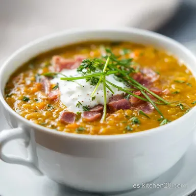 Sopa De Lentejas Con Jam&oacute;n Para 4 Porciones Tarjeta de receta