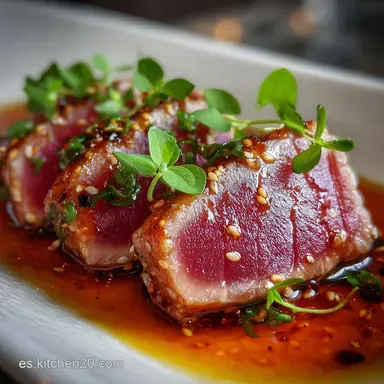 Tataki de At&uacute;n en 20 Minutos: Textura Crujiente Tarjeta de receta