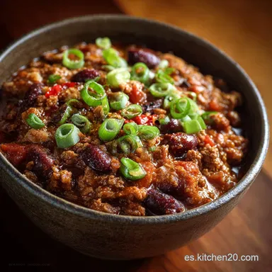 Texas Chili: Aut&eacute;ntica Receta Chili con Carne, Sin Frijoles. Tarjeta de receta