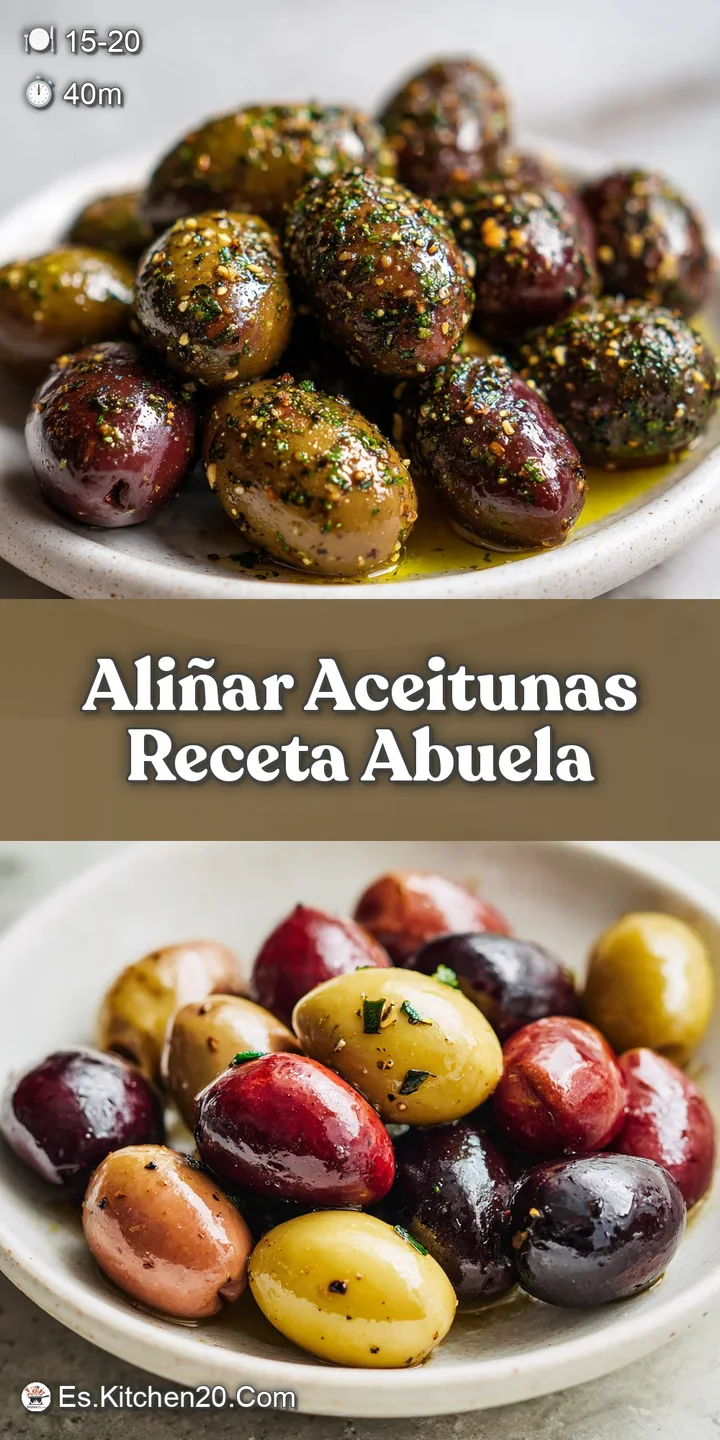 Close-up of marinated green olives: gleaming, plump, and coated in fragrant herbs and golden olive oil. A burst of fresh f...